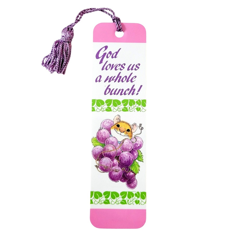 Vintage 90s "God Loves Us" Bookmark Mouse Wallace Tripp Pawprints Antioch H-1398